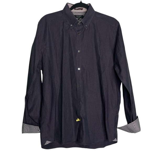 Ted Baker Other - Ted Baker Dark Purple Button Up Long Sleeve Check Dress Shirt, size 5 (L)